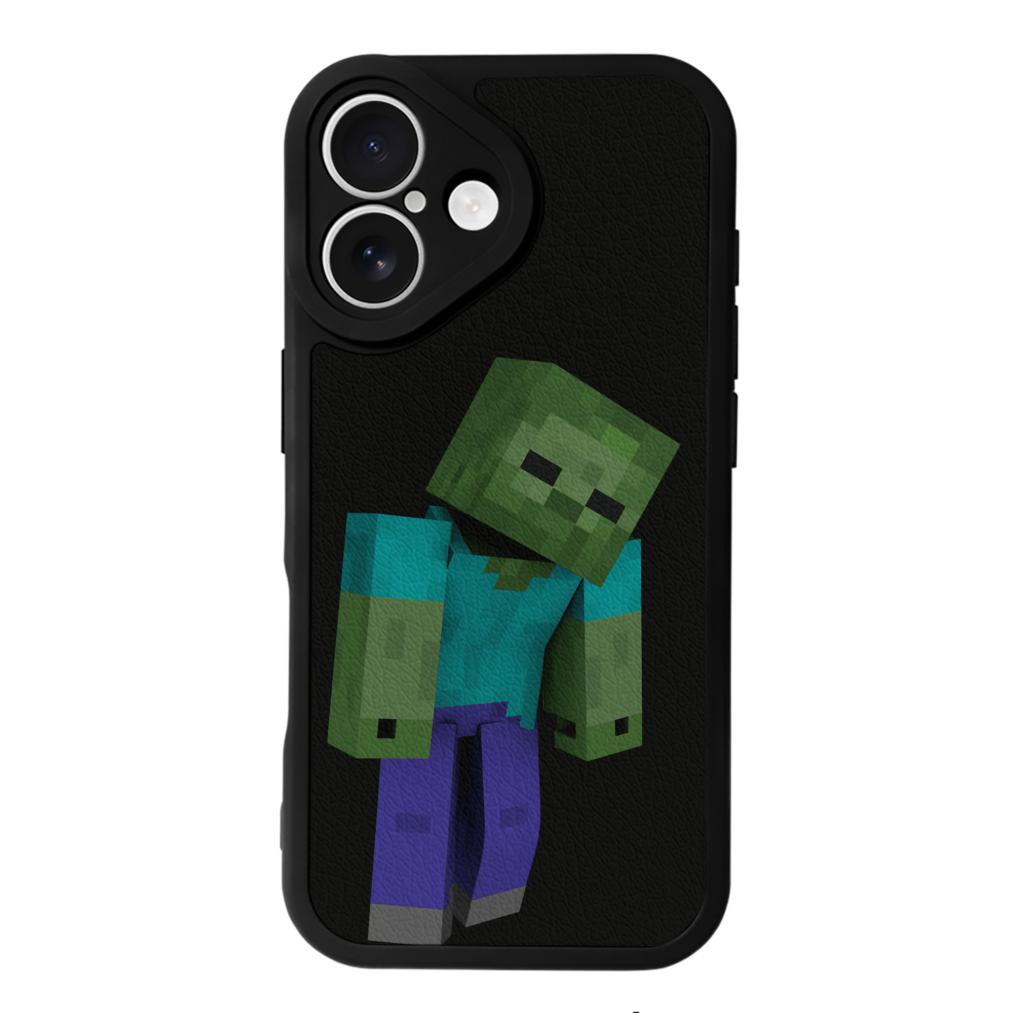 （画像用） マインクラフト ブロックの世界 Minecraft MC Block world 【iPhone 16シリーズ対応】シリコンスマホケース（レザー調） 材質：シリコン